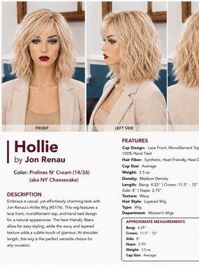 Jon Renau Hollie Layered Wavy Wig in Pralines N' Cream Blonde (14/26)
